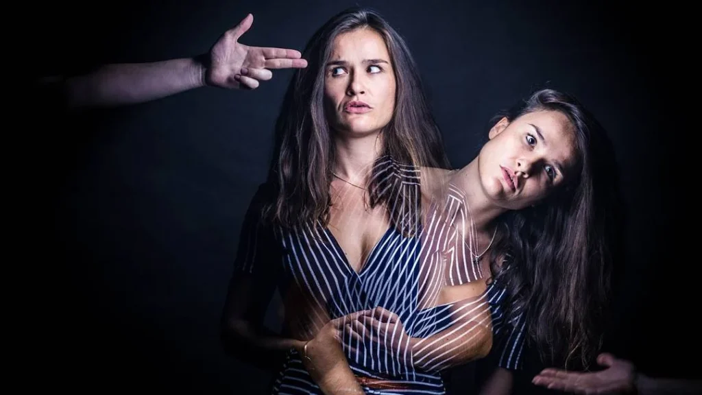 photo of a long exposure portrait photography shot with a woman, merged photos with long exposure, telling a story with a photo