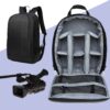 empty gray camera travel bag front