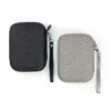 black and grey compact camera bag