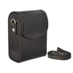 black leather camera bag
